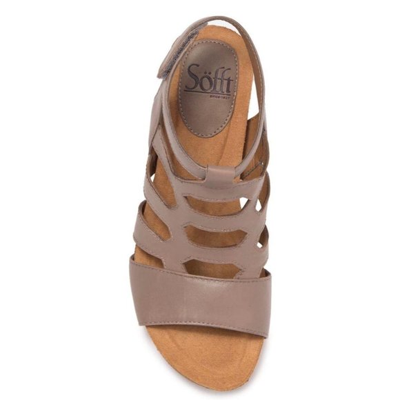 Sofft Chamblee Leather Wedge Sandal Mist Grey - Picture 3 of 10